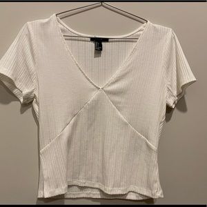 Forever 21 v neck white crop top large bogo Y2K
